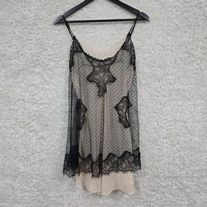 Victorias Secret Womens Mesh Lace Polka Dot Slip Chemise Size M Vintage Romantic
